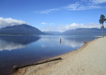 Trout fishing, Lake Brunner, West Coast, New Zealand